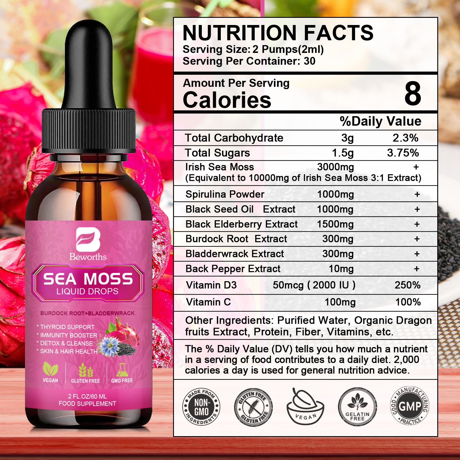 BEWORTHS 3000MG Seamoss Liquid - Root Stimulator Liquid ulasan dan harga