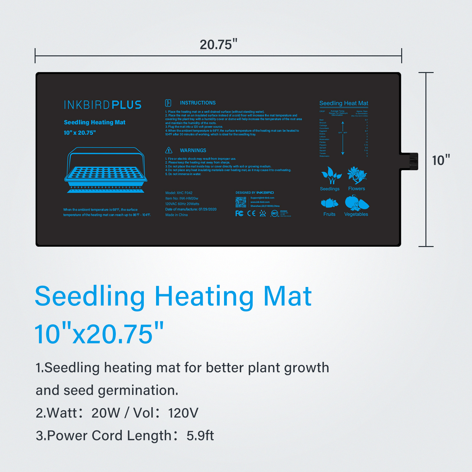 20.75x10CM EU/US/UK/AU Plug Se - Heat Mat Seedling ulasan dan harga